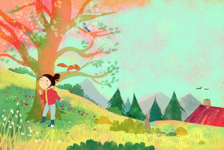 illustration Illustration d'une journée en nature pour un enfant rêveur